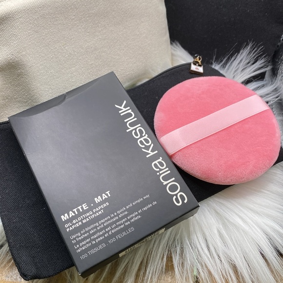 🎡Sonia Kashuk 100 sheets oil blotting papers with case box and canvas pouch PUFF - Picture 3 of 4